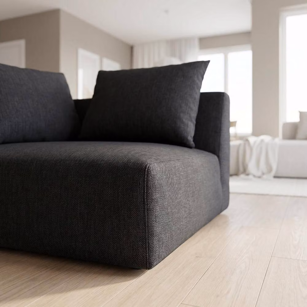 Abakus Direct Tokyo Corner Seat in Black and Warm Beige Basket Weave Fabric with Deep Seat – 2