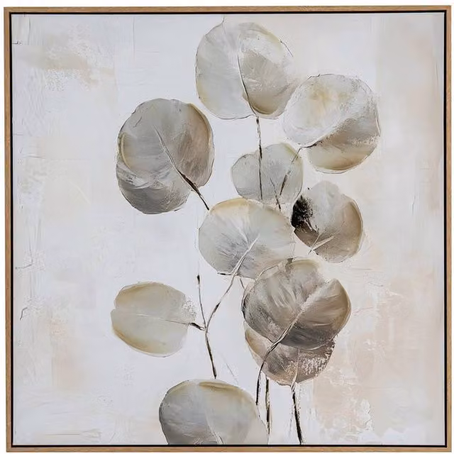 Lemon Pavilion Silvra Hand Painted Abstract Canvas Wall Art in Wood Frame, Multicolour, W80 x H80 cm