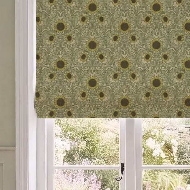 HOUSE Llewelyn-Bowen Sunny Side Up Ivy Printed Made To Measure Blackout Roman Blind in Green and Yellow
