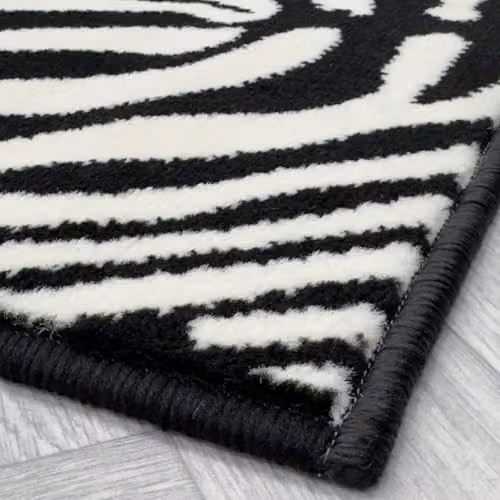 runrug Zebra Print Hallway Runner Rug in White, W: 60 cm, L: 240 cm – 4