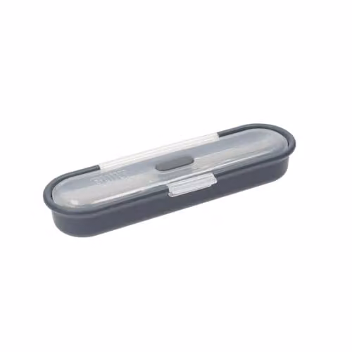 Built Silver Stainless Steel Travel Cutlery Set with Case, Spoon, Knife and Fork, W/D/H: 20 x 6 x 3 cm