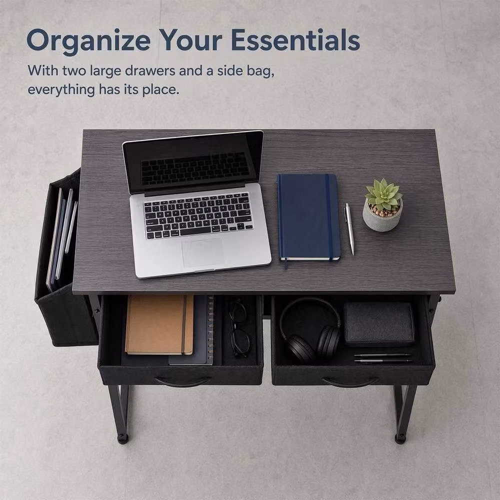 EONLION Black Gaming Desk with 2 Drawers – 2