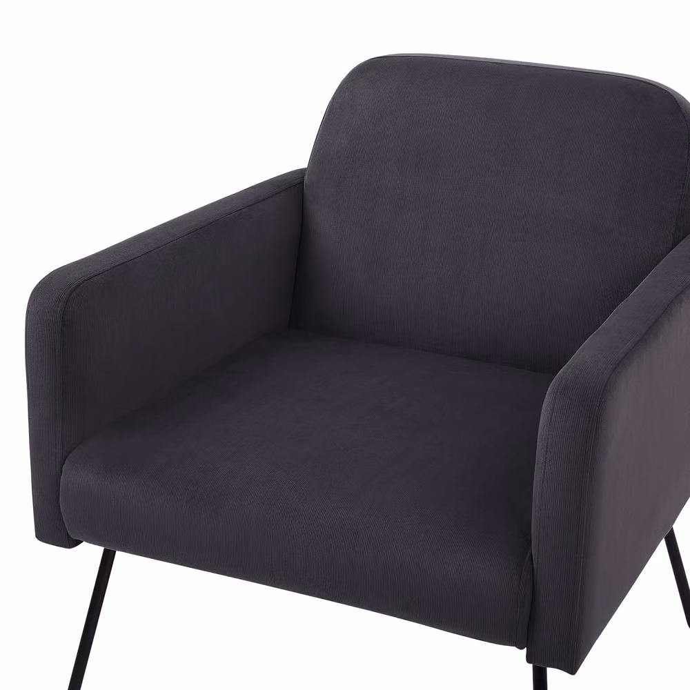 Wyld Haus Grey Velvet Armchair with Black Metal and Wood Legs – 4