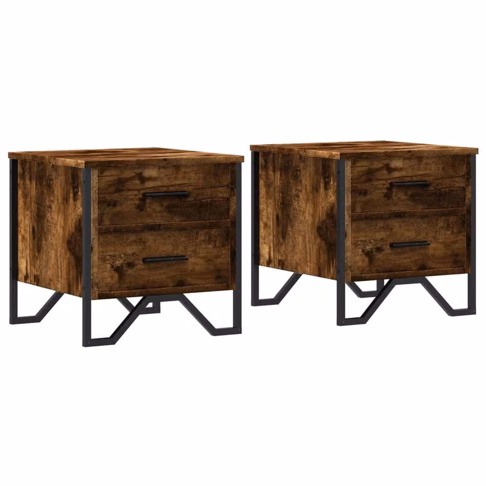 Berkfield Home Modern Bedside Cabinets, 2 Piece Set in Smoked Oak Brown, W/D/H: 40 x 41 x 40 cm – 3