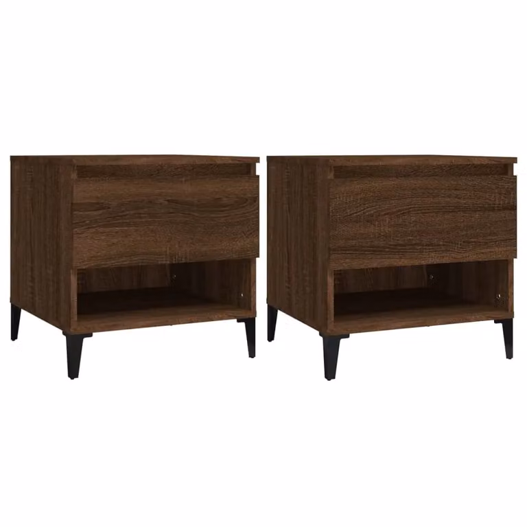 Berkfield Home Set of 2 Brown Oak Side Tables, W/D/H: 50 x 46 x 50 cm