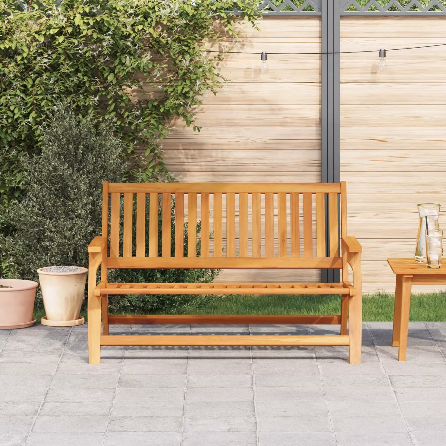Berkfield Home Garden Bench in Brown Solid Acacia Wood W/D/H: 122.5 x 77 x 74 cm – 3