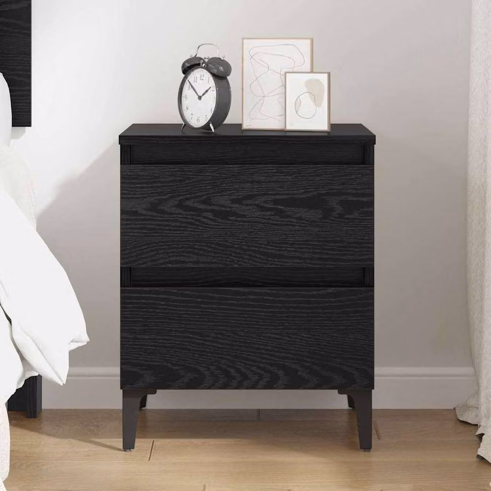 Berkfield Home Modern Bed Cabinet in Black Oak, W/D/H: 40 x 35 x 50 cm – 4