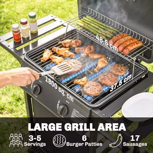 Outsunny Gas Barbecue Grill with Warming Rack, Thermometer and Wheels, Black – 3