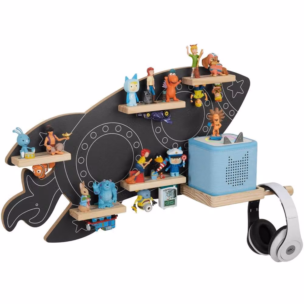tectake Mylittlestory Rocket Wall Shelf for up to 40 Tonies in Dark Grey – 2