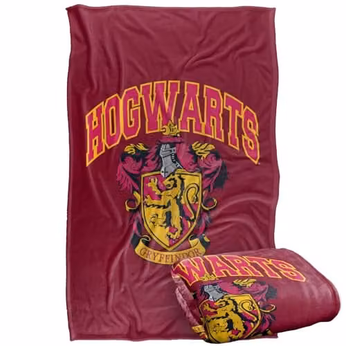 Warner Bros. Harry Potter Hogwarts Gryffindor Super Soft Fleece Throw Blanket, Multicolour, W: 91.44 cm, L: 147 cm