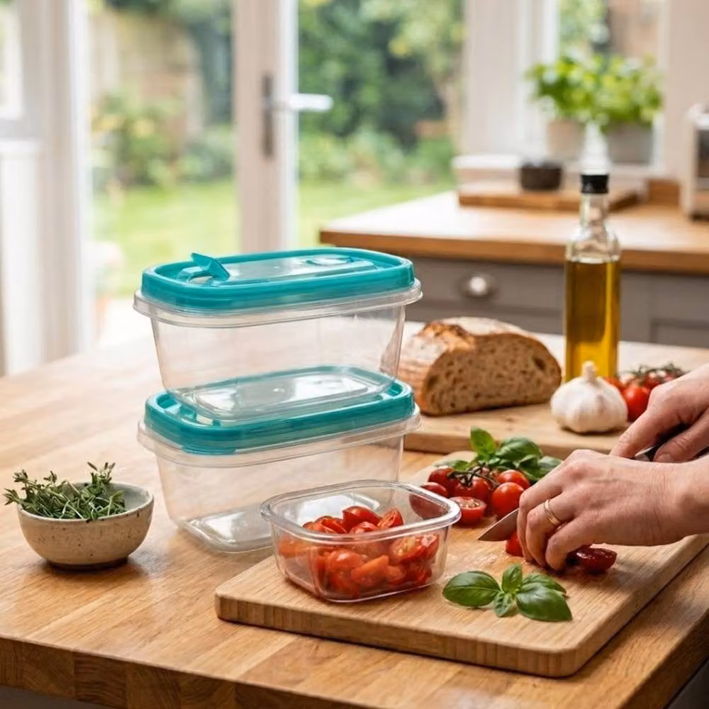 Bedsland SZ 2-Pack EasyPack Food Containers with Green Vented Lids, 750 ml, BPA Free and Stackable, Clear and Green – 2