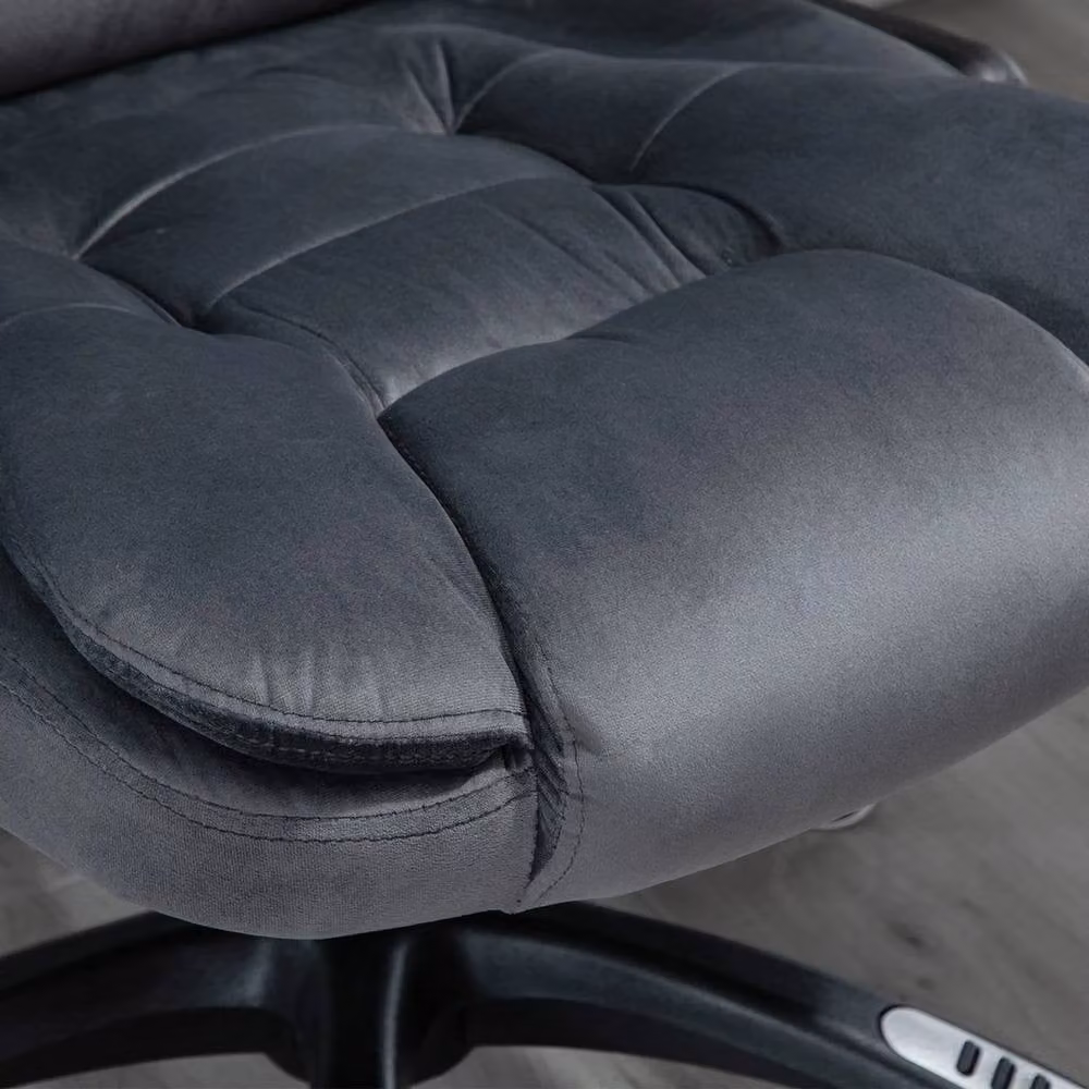 FORGEVIO Grey Velvet Fabric Office Chair with Heating Massage and Reclining Function – 5
