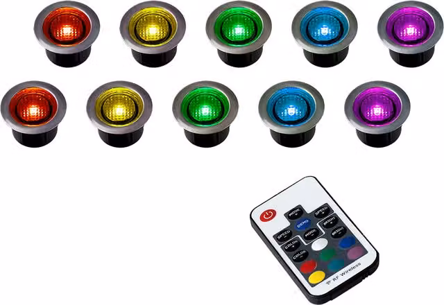 ValueLights Dimmable RGB LED Outdoor Decking Light in Silver