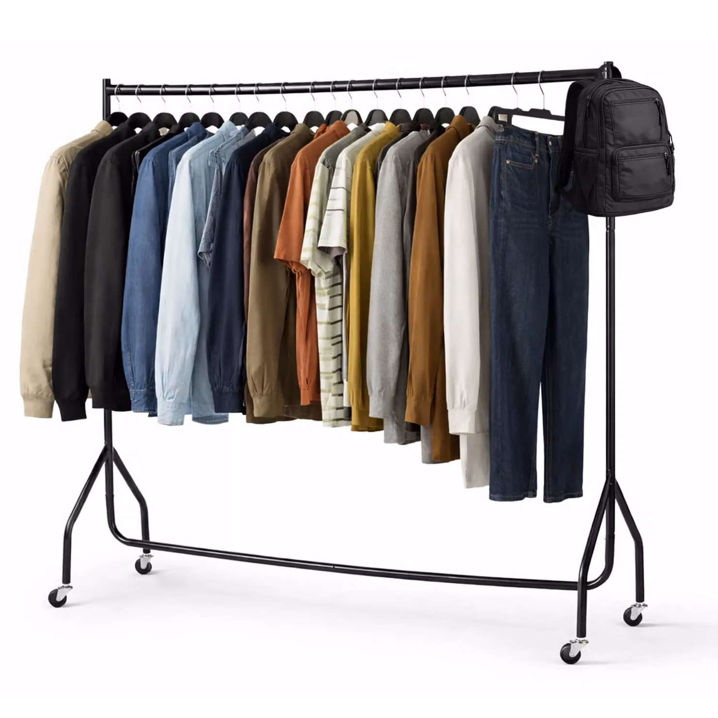 House of Home Heavy Duty Metal Clothes Rail with Wheels in Black, W: 152.4 cm, H: 152.4 cm – 3