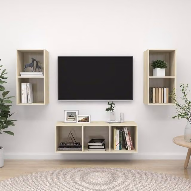 Berkfield Home 3 Piece Sonoma Oak TV Cabinet Set in Brown