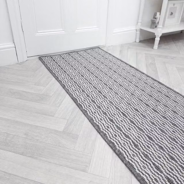 runrug Cable Reversible Carpet Runner Rug in Grey, W/D/H: 60 x 210 cm