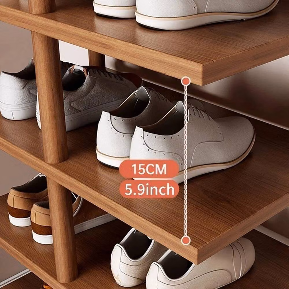 EONLION 8 Tier Wooden Shoe Rack in Brown, Width: 100 cm – 2