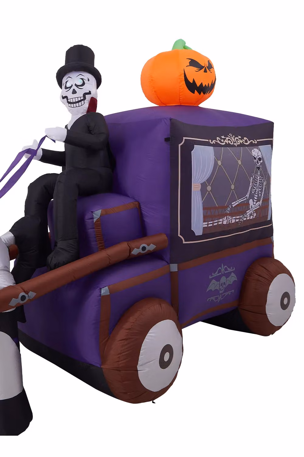 H&O Direct 6ft Halloween Outdoor Inflatable Grim Reaper Carriage Decoration with Built-in LED Lights, Multicolour – 3
