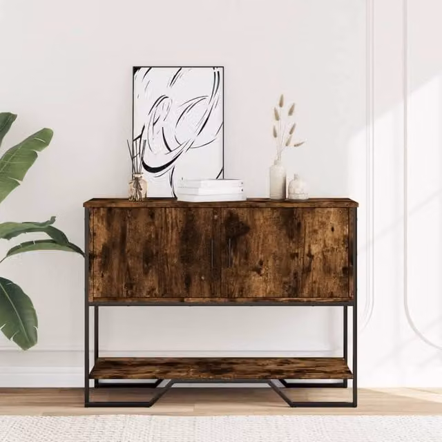 Berkfield Home Smoked Oak Console Table in Brown, W/D/H: 100 x 35 x 74.5 cm