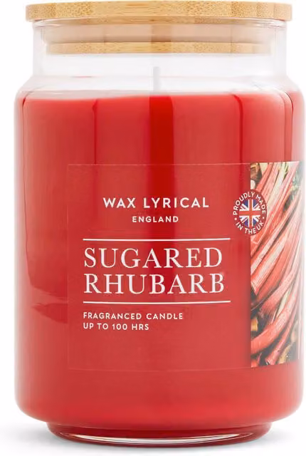 Wax Lyrical Sugared Rhubarb Jar Candle in Dark Red