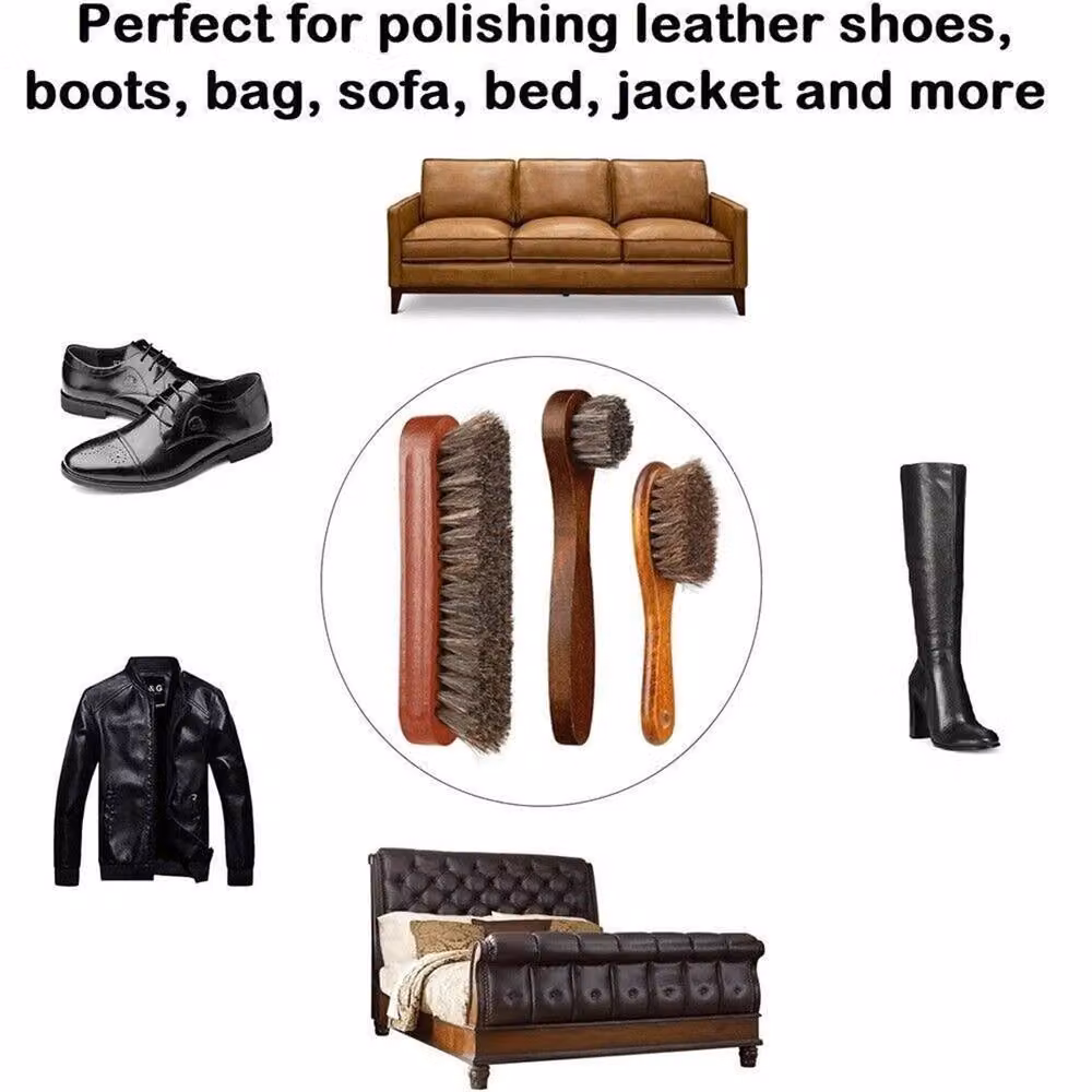 Nordara 4-Piece Horsehair Shoe Brush and Shine Polish Kit in Brown and Multicolour – 3