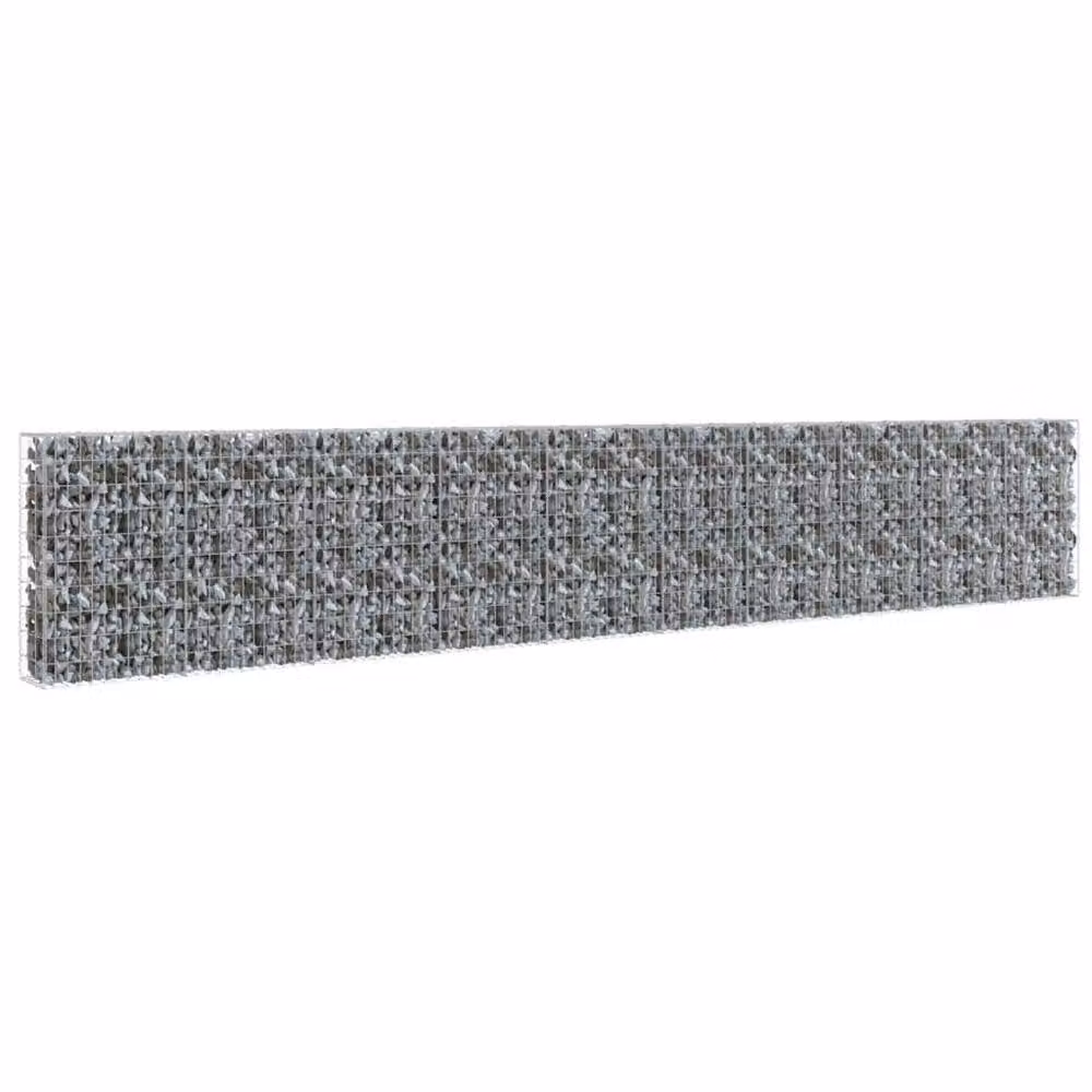 Berkfield Home Galvanised Steel Gabion Wall with Covers in Silver, W: 600 cm, D: 30 cm, H: 100 cm – 2