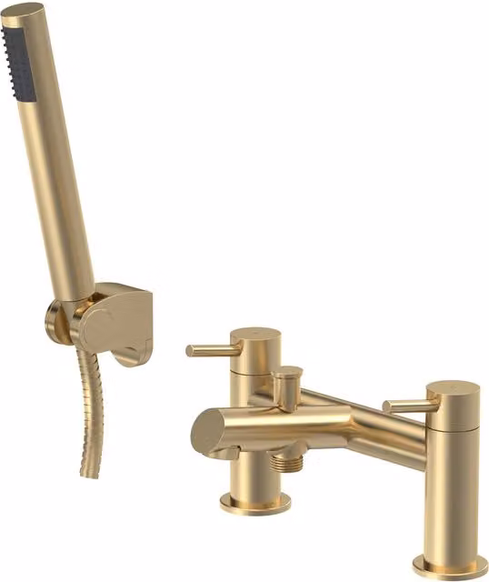 Balterley Brushed Brass Deck-Mounted Bathroom Shower Mixer Set – 1