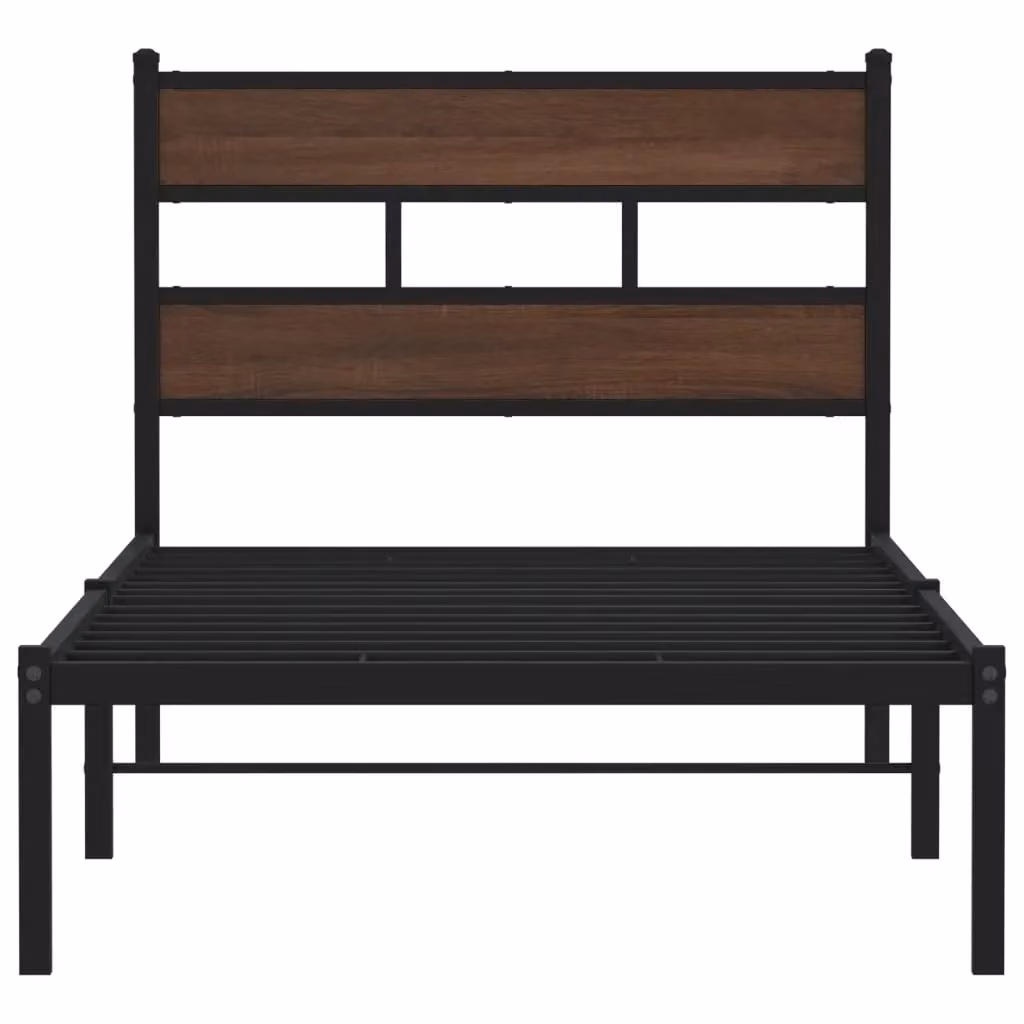 Berkfield Home Small Single Bed Frame with Headboard in Brown Oak, W: 75 cm x L: 190 cm – 3