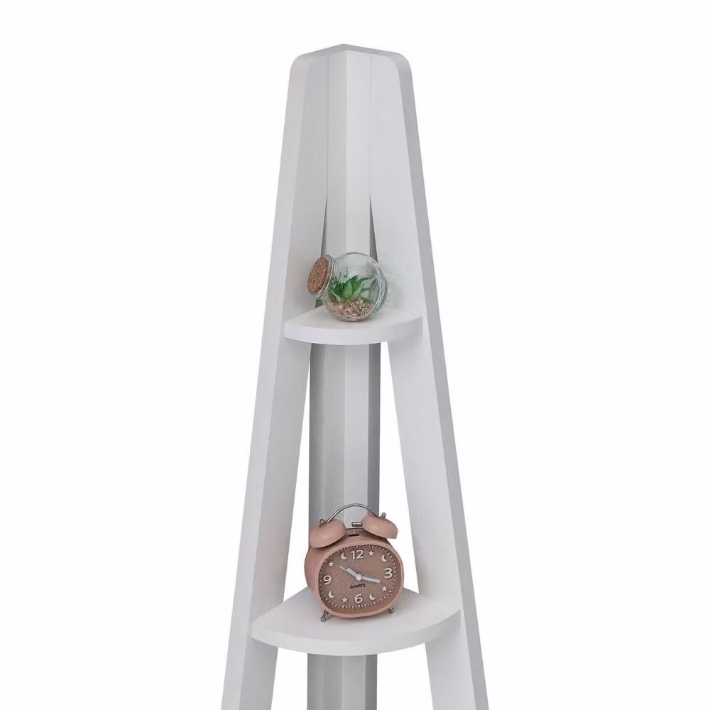 Timber Art Design Riva Scandinavian Retro 5 Tier Corner Ladder Bookcase in White – 2