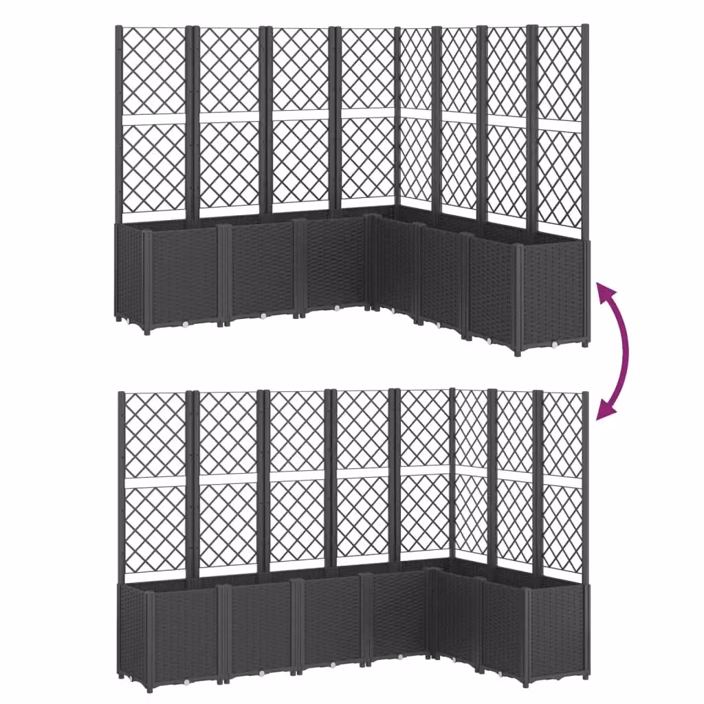 Berkfield Home Garden Planter with Trellis in Black, W/D/H: 160 x 160 x 140 cm – 4
