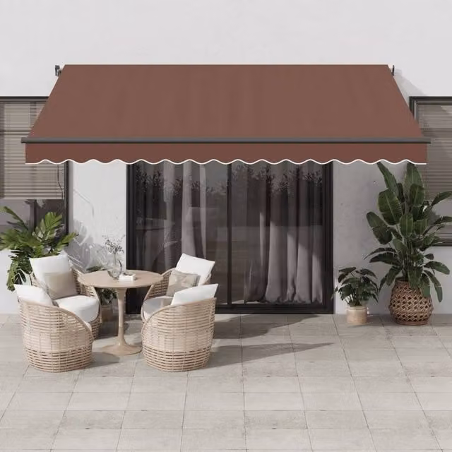 Berkfield Home Manual Retractable Awning in Brown, W/D/H: 400 x 350 cm