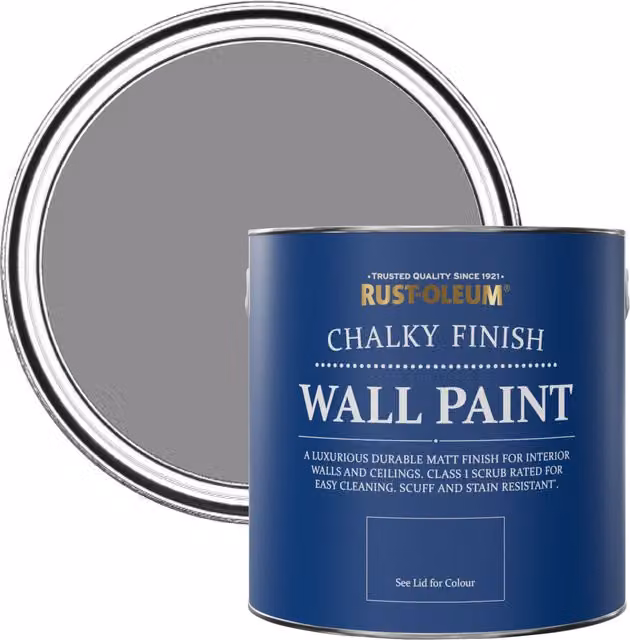 Rust-Oleum Iris Purple and Grey Matt Chalky Wall Paint, 2.5L
