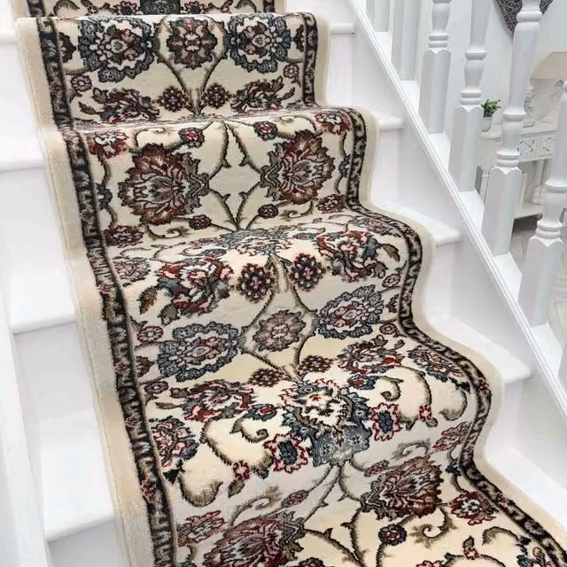 runrug Melody Stair Runner Carpet in Ivory, W: 66 cm x L: 630 cm