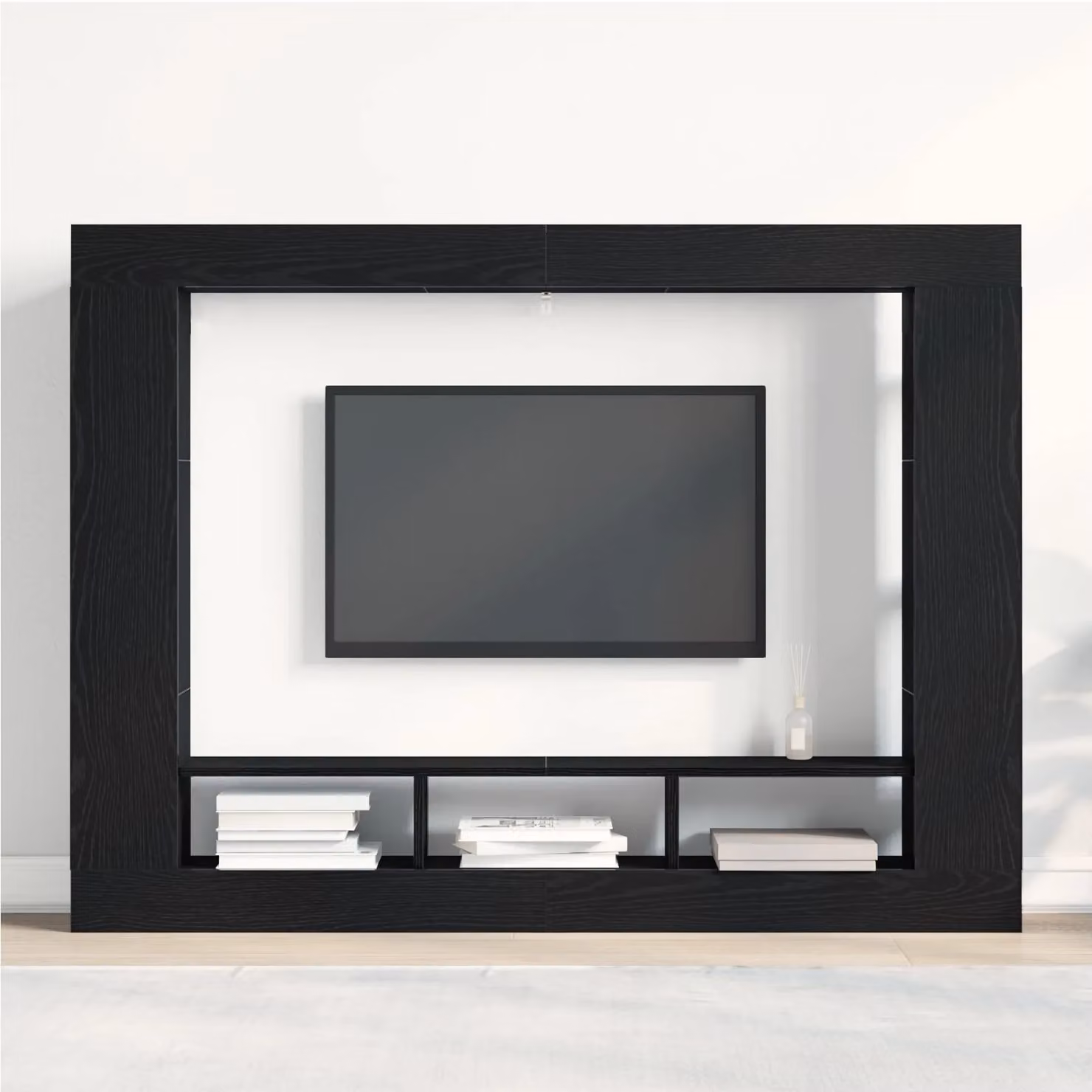 Berkfield Home Modern Wall-Mounted TV Cabinet in Black Oak, W/D/H: 152 x 22 x 113 cm – 3