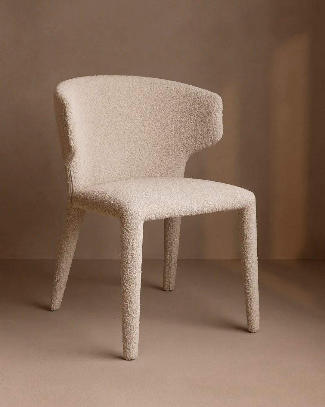 Tommy Franks Vela Dining Chair in Beige Chex Steam Bouclé