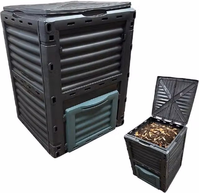 BARGAINS-GALORE 300l Outdoor Garden Compost Bin with Flip Lid in Black – 1