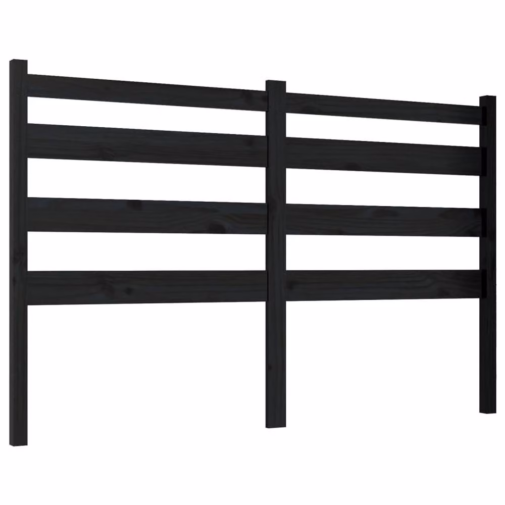 Berkfield Home Beautiful Solid Pine Wood Bed Headboard in Black, W: 126 cm, D: 4 cm, H: 100 cm – 2