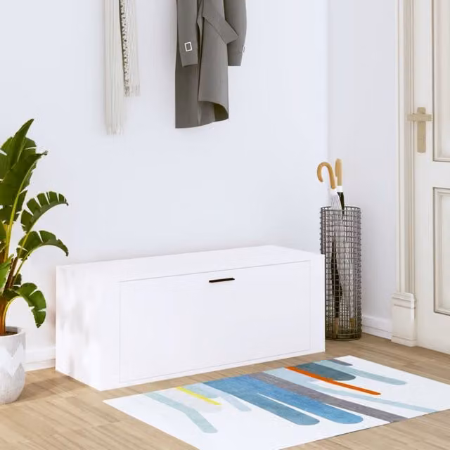 Berkfield Home White Wall Mounted Shoe Cabinet with Tilting Compartments, W/D/H: 100 x 35 x 38 cm