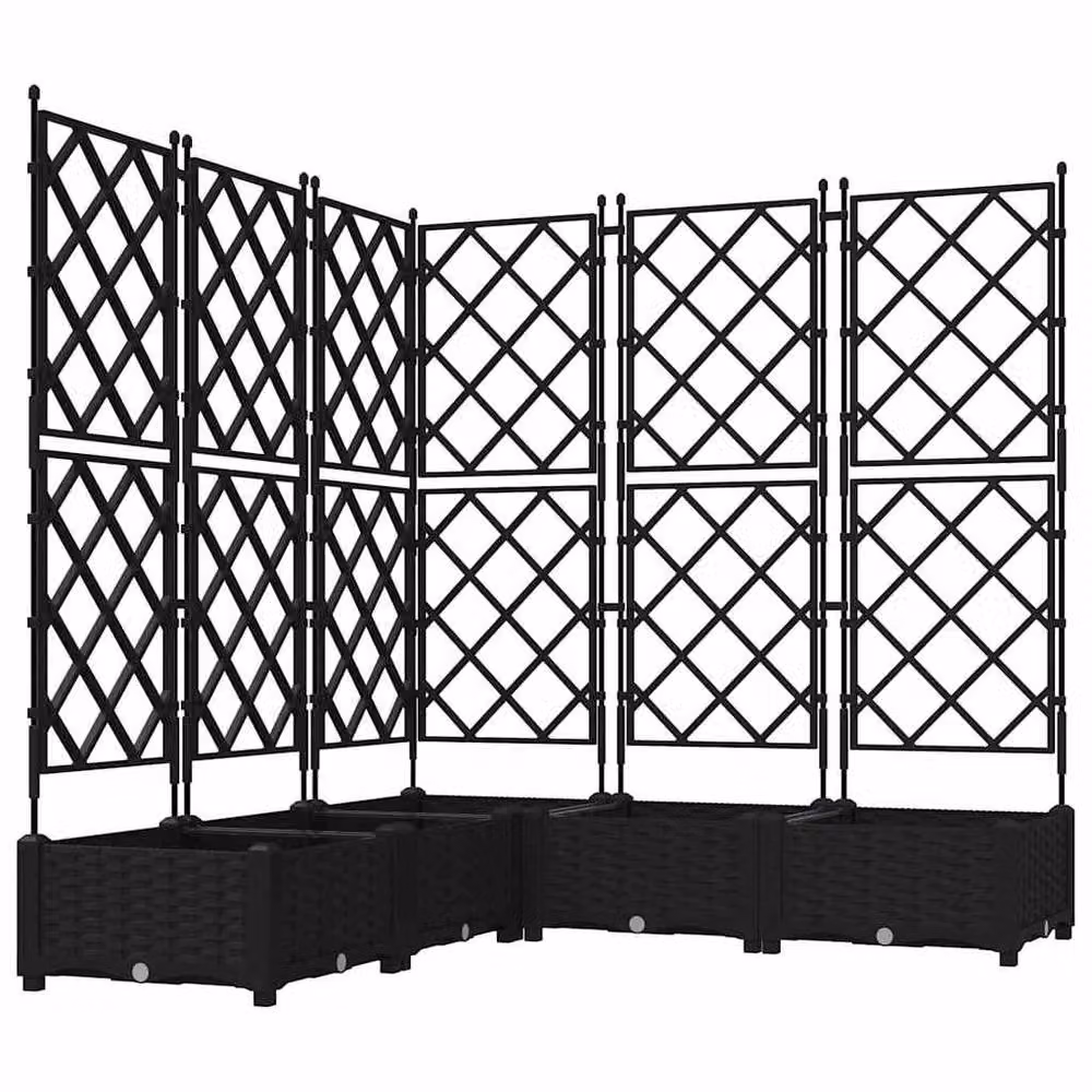 Berkfield Home Garden Planter with Trellis, 5 Piece Set, Black, W/D/H: 120 x 120 x 125.5 cm – 3