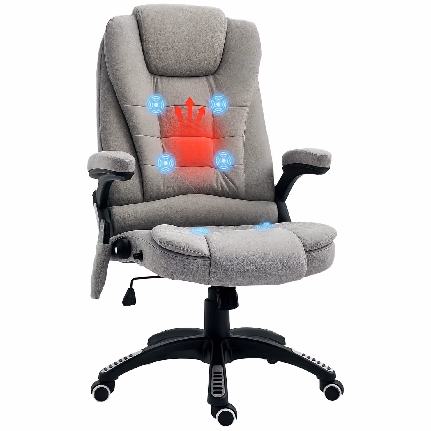 Vinsetto Ergonomic Grey Fabric Massage Gaming Chair with Back Heating and Armrests – 2