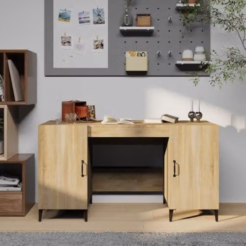 vidaXL Writing Desk in Brown Engineered Wood, W/D/H: 140 x 50 x 75 cm – 2