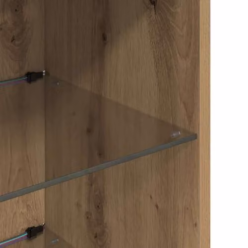 vidaXL Set of 2 Modern Wall-Mounted TV Cabinets in Brown Artisan Oak with Glass Doors and Integrated Lighting – 4
