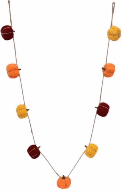 Four Candle Boucle Pumpkin Garland in Yellow, Orange and Brown, 150 cm