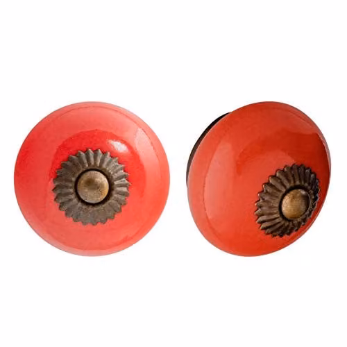 Nicola Spring Red Polished Ceramic Cabinet Knobs, Pack of 6 – 1