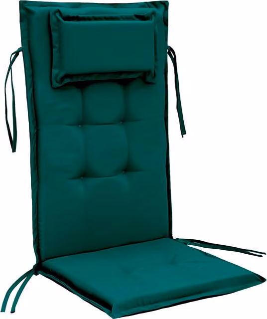 Gardenista Green Highback Outdoor Garden Chair Cushion with Ties and Breathable Foam