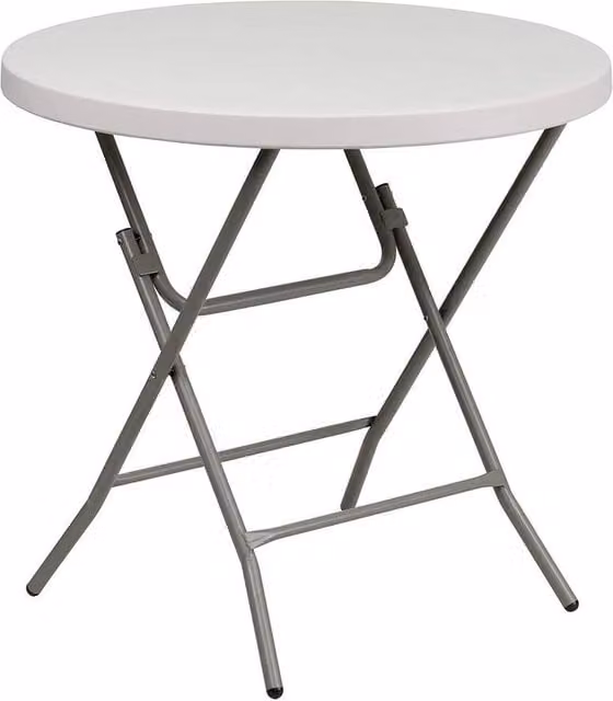 KORVIXA White Folding Round Portable Trestle Table, Diameter: 100 cm – 1