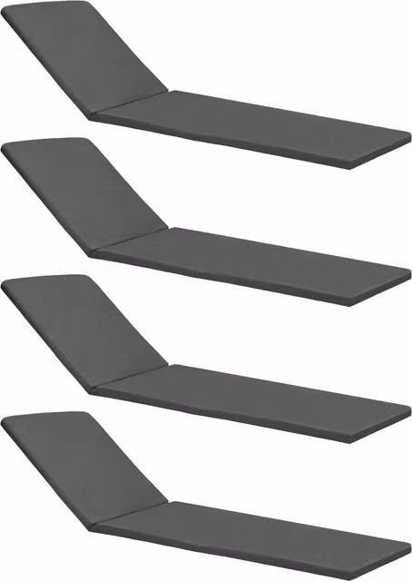 Gardenista Modern Rectangular Outdoor Sun Lounger Cushion Set in Grey, Pack of 4