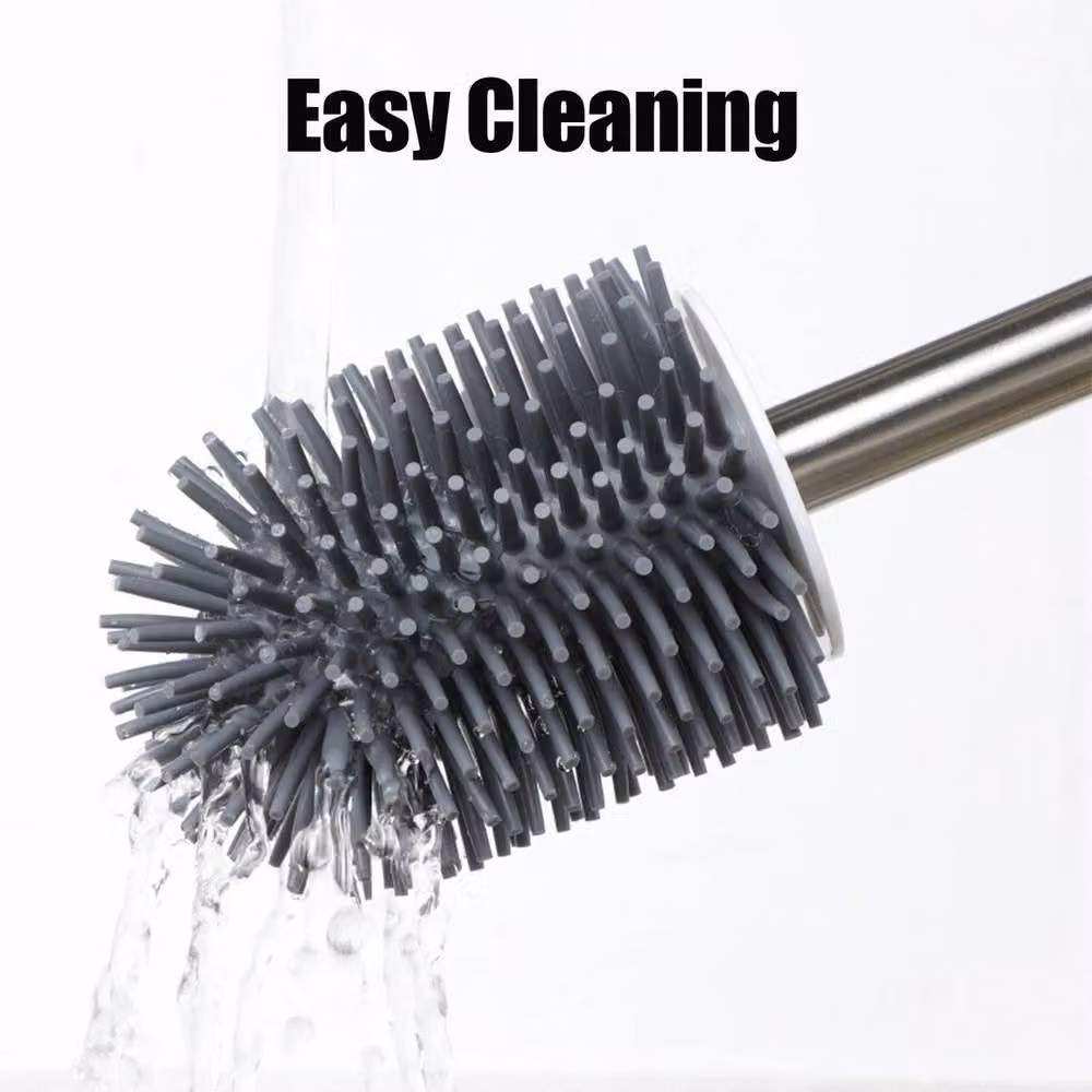 PAWNORA Silicone Toilet Brush Set with Holder in Grey – 2