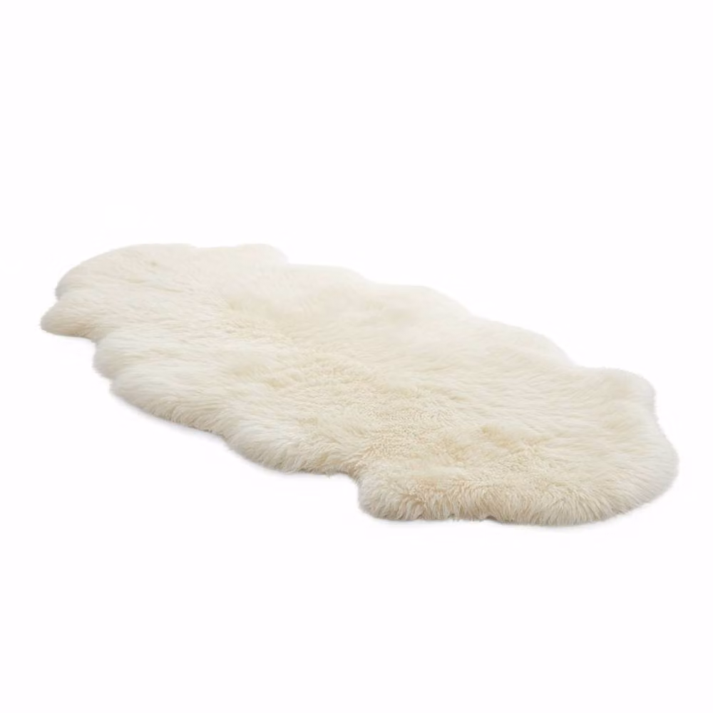 Infinity Leather Natural Wool Sheepskin Rug, Beige, W/D/H: 180 x 60 x 1 cm – 2
