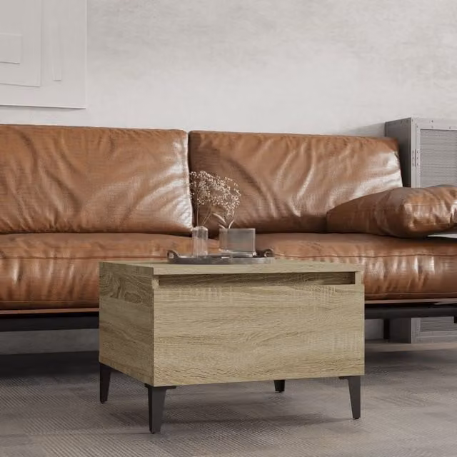 Berkfield Home Sonoma Oak Side Table in Brown, W/D/H: 50 x 46 x 35 cm